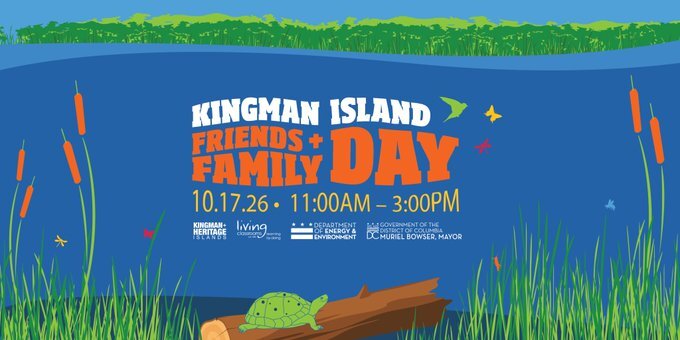 Image promotes the upcoming Kingman Island Friends and Family Day. 