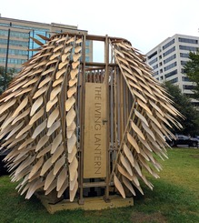 Photo of a wooden sculpture called Living Lantern in Farragut Square