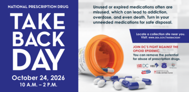 Image encourages residents to safely get rid of old medications on National Take Back Day.