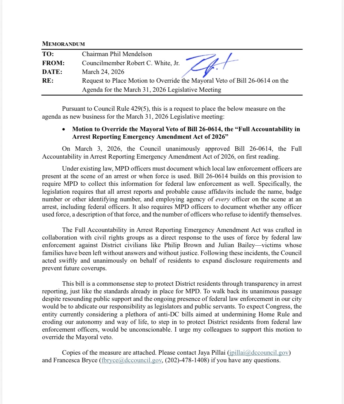 Veto Memo