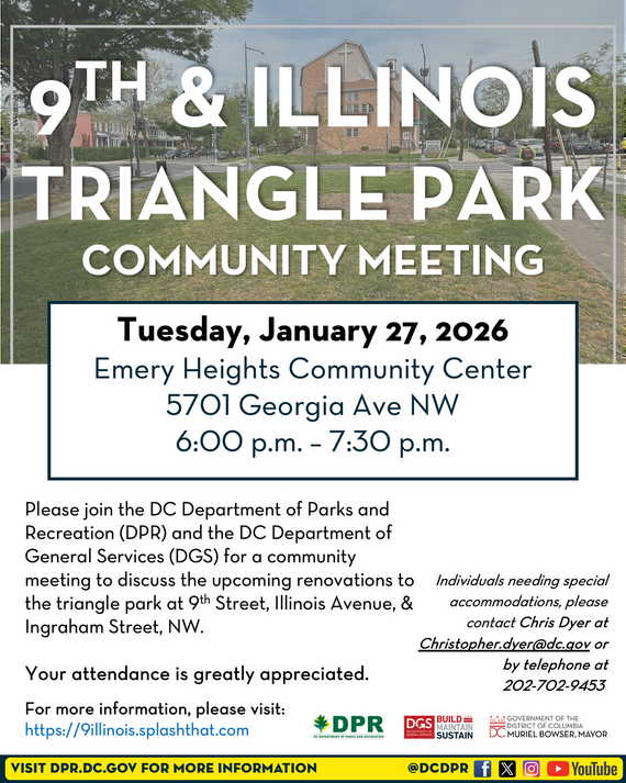 Revised DPR flyer for 9th & Illinois triangle park community meeting