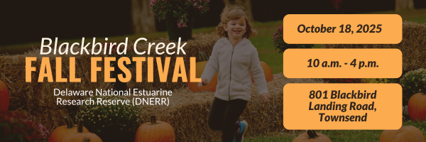 Banner for Blackbird Creek Fall Festival, Oct. 18, 2025, 10 A.M.–4 P.M., at DNERR in Townsend.