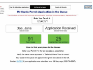 Screenshot of the permit tracking tool showing where to place name, permit number and date of application.