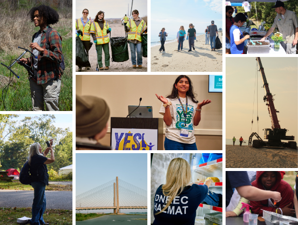 Collage of DNREC staff and volunteers at multiple projects throughout the year.