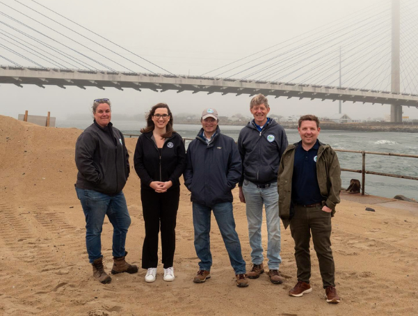 Rep. McBride, DNREC Secretary Patterson, and DNREC leaders at the Indian River Inlet bypass system