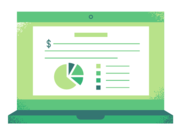 computer with pie chart