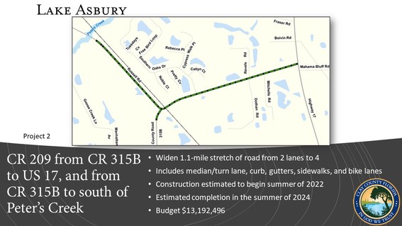 Map of CR 29 and CR315B road project