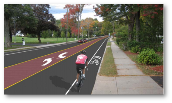 3-lane road design with bikelanes 