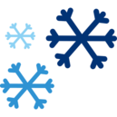 three blue snow flakes