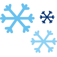 three blue snow flakes