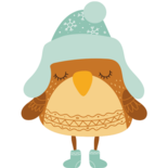 a little bitty birdie with a little bitty blue hat and boots