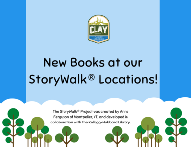 New Books at StoryWalk locations Clouds with trees