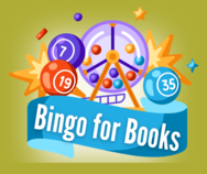 banner Bingo for Books with ball spinner and bingo balls