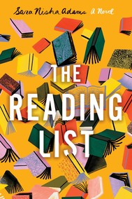 Several books scattered on cover - The Reading List by Sara Nisha Adams