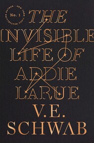 The Invisible Life of Addie LaRue by V.E. Schwab Background image 7 scattered stars connected by a line throughout title text