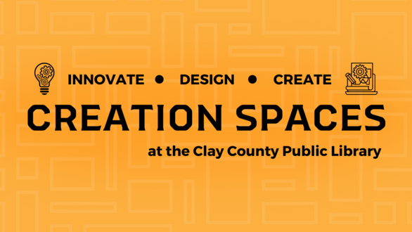 Innovate, Design, Create - Creation Spaces at the Clay County Public Library Lightbulb with gears, and paper drawing with gears and pencil