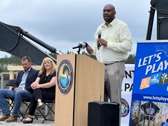 Parks Director speaking at Ground Breaking