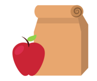 Sack Lunch bag with apple