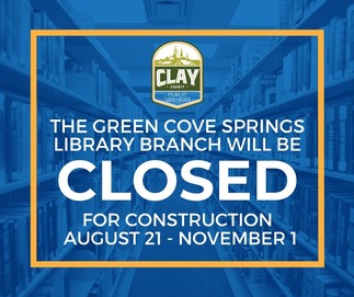 Library Logo-The Green Cove Springs Library Branch will be closed for construction August 21-November 1 