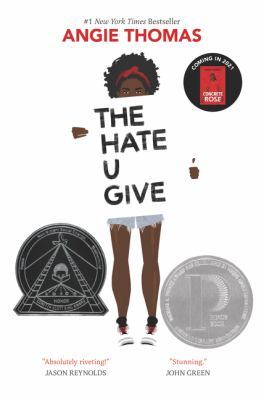 Book Cover: The Hate U Give by Angie Thomas Image: African American Teenaged Girl holding sign with book title