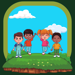 Children walking in a park