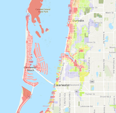Map of Pinellas County with different shades to indicate which evacuation zone you are in