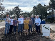Group of city staff and Clearwater Garden Club members at Florida Arbor Day celebration 