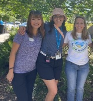 Sustainability Specialist Melody (left) Sustainability Manager Cassie Cordova (right) [Also pictured, Volunteer Specialist Kelsy Johson (center)]