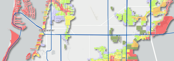 a map with evacuation zones