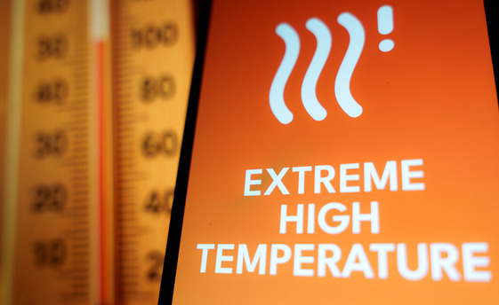thermometer and temperature warning