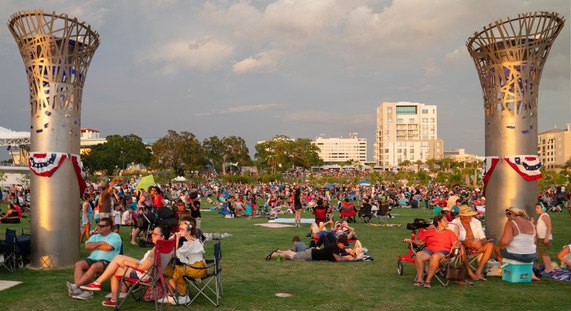 people celebrating at coachman park