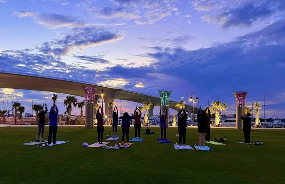 sunset yoga at coachman park