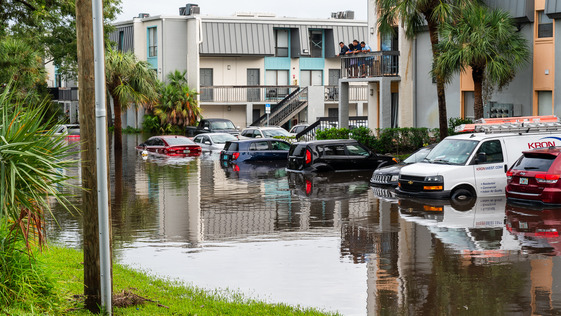 Neighborhood flooding during hurricane Milton