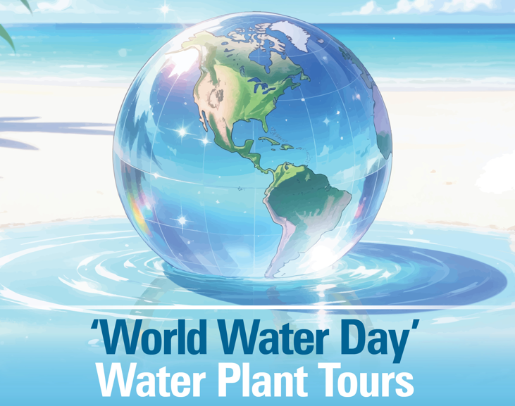 Graphic with blue earth "World Water Day"