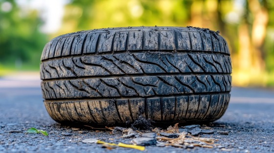 Tire in road