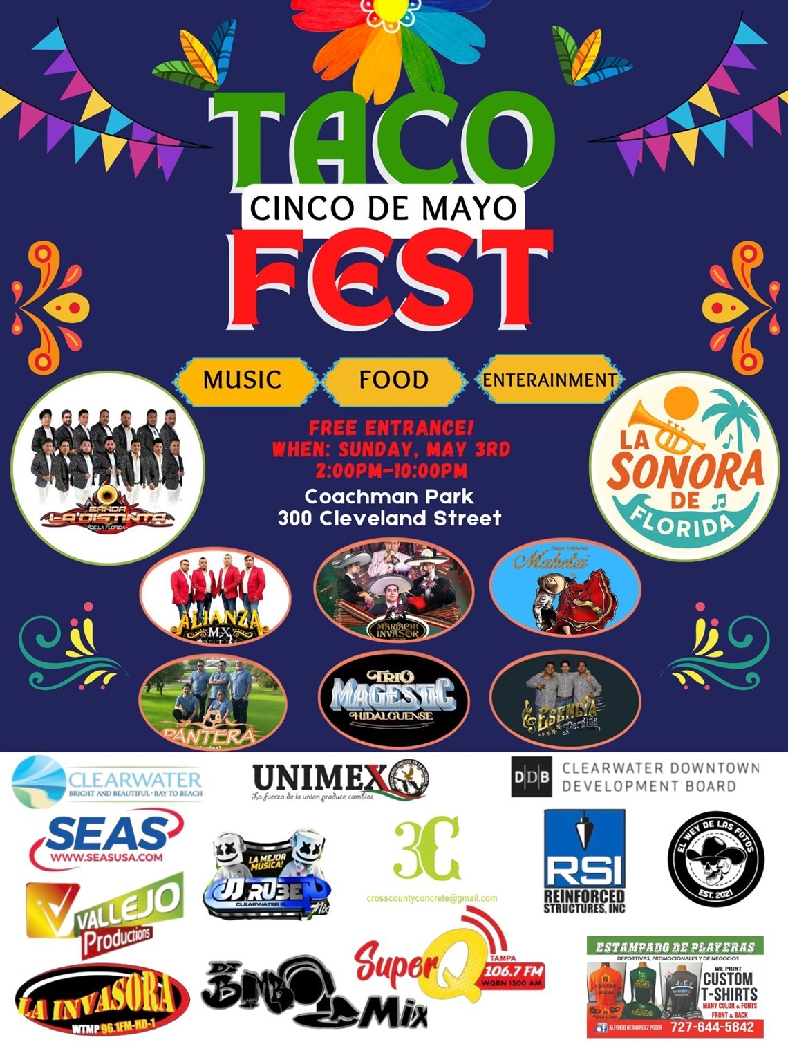 Flyer for the Cinco de Mayo event at Coachman Park
