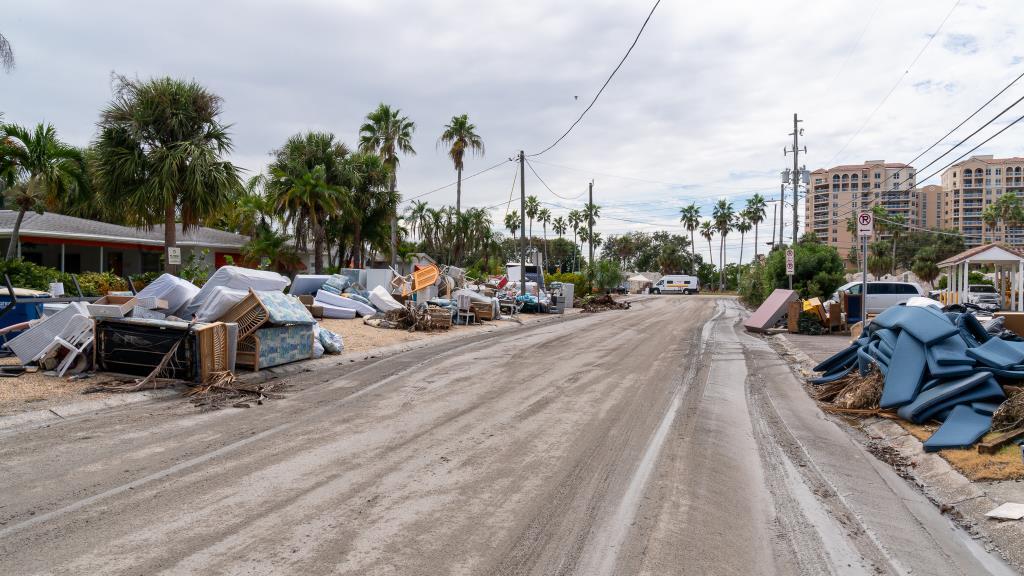 hurricane debris on street