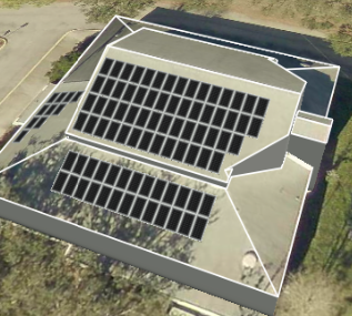 Church with rooftop solar panels