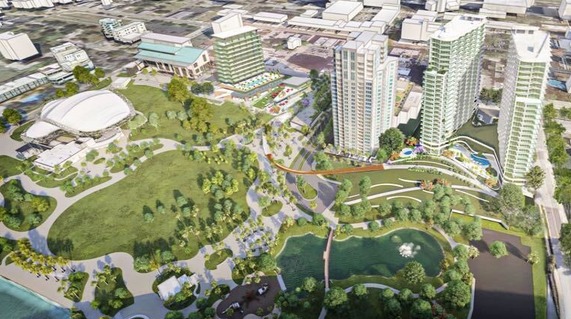 Renderings of future developments along Coachman Park