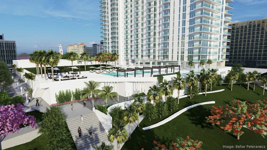 Rendering on the Bluff Apartment Coachman Park entryway