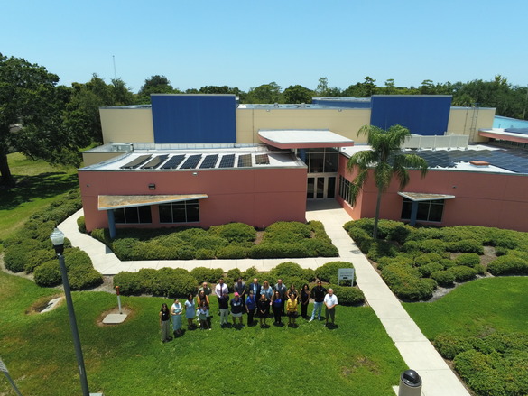 Drone shot of solar with people during Solar Celebration