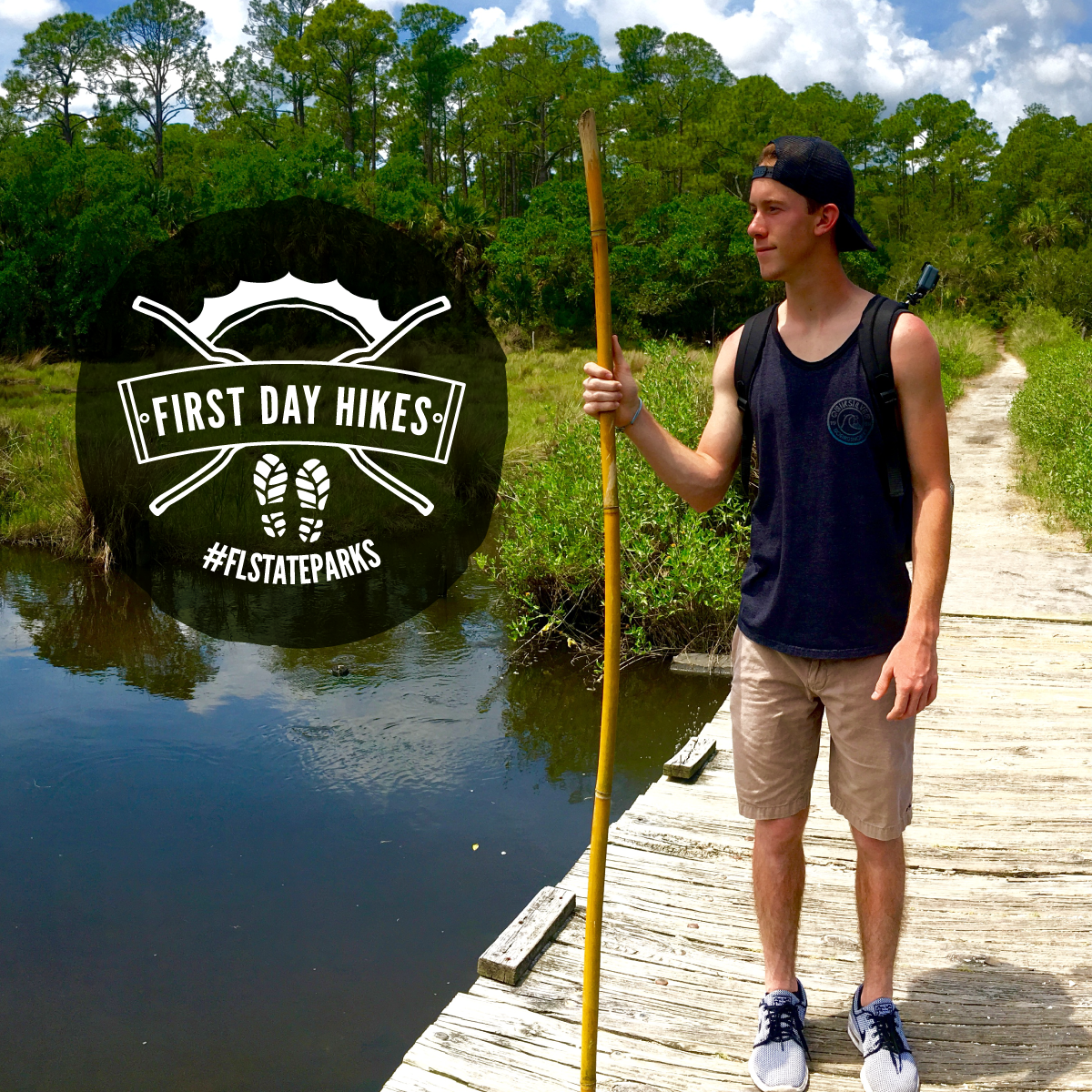Hiker stands and reflects at Bulow Creek State Park