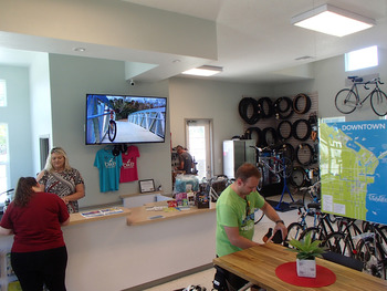 Titusville Welcome Center that includes a bike shop, by Doug Alderson