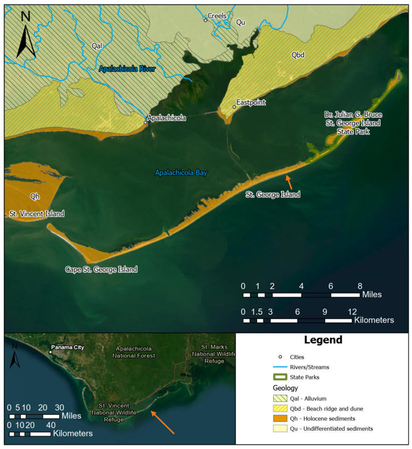 Figure 1. Geologic map of St. George Island and surrounding region.