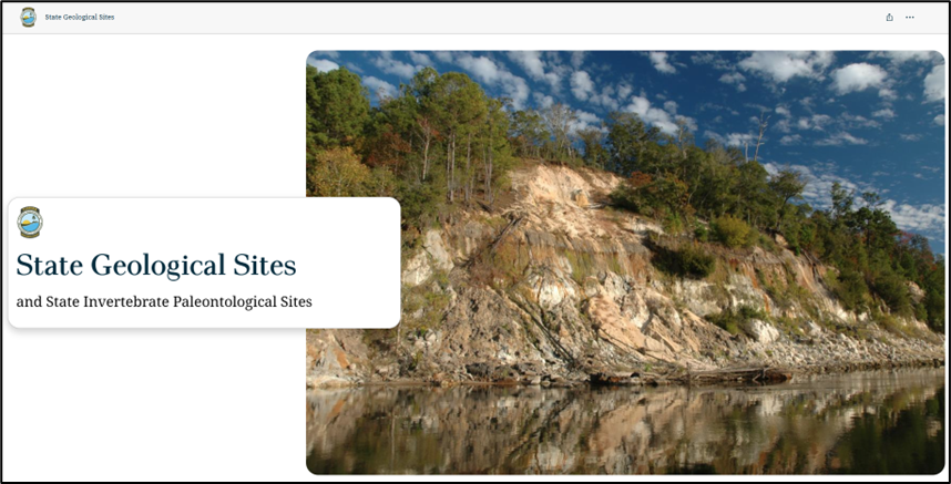 Figure 6. Click here to explore the State Geological Sites and State Invertebrate Paleontological Sites StoryMap.