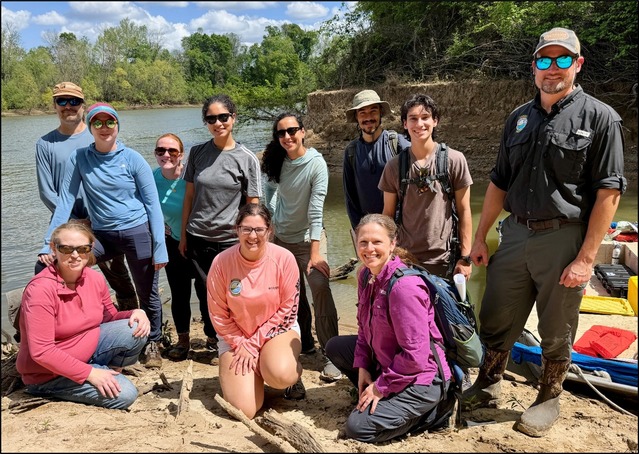 Figure 7. FGS staff with FSU Researcher Maya Stokes and her students at the mouth of Bee Tree Slough.