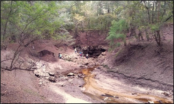 Figure 6. FGS geologists on the Dead River, which drains to the Dead River swallet.