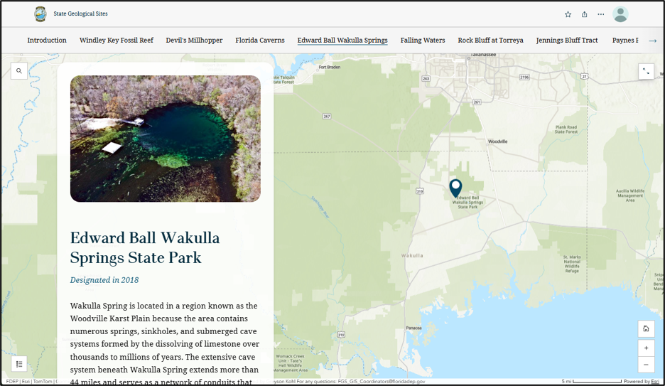 Figure 4. State Geological Sites StoryMap.