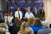 County Health Officer, Tito Rubio, address the audience with local and state officials.