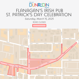 St. Patrick's Celebration 2025 Road Closure Map